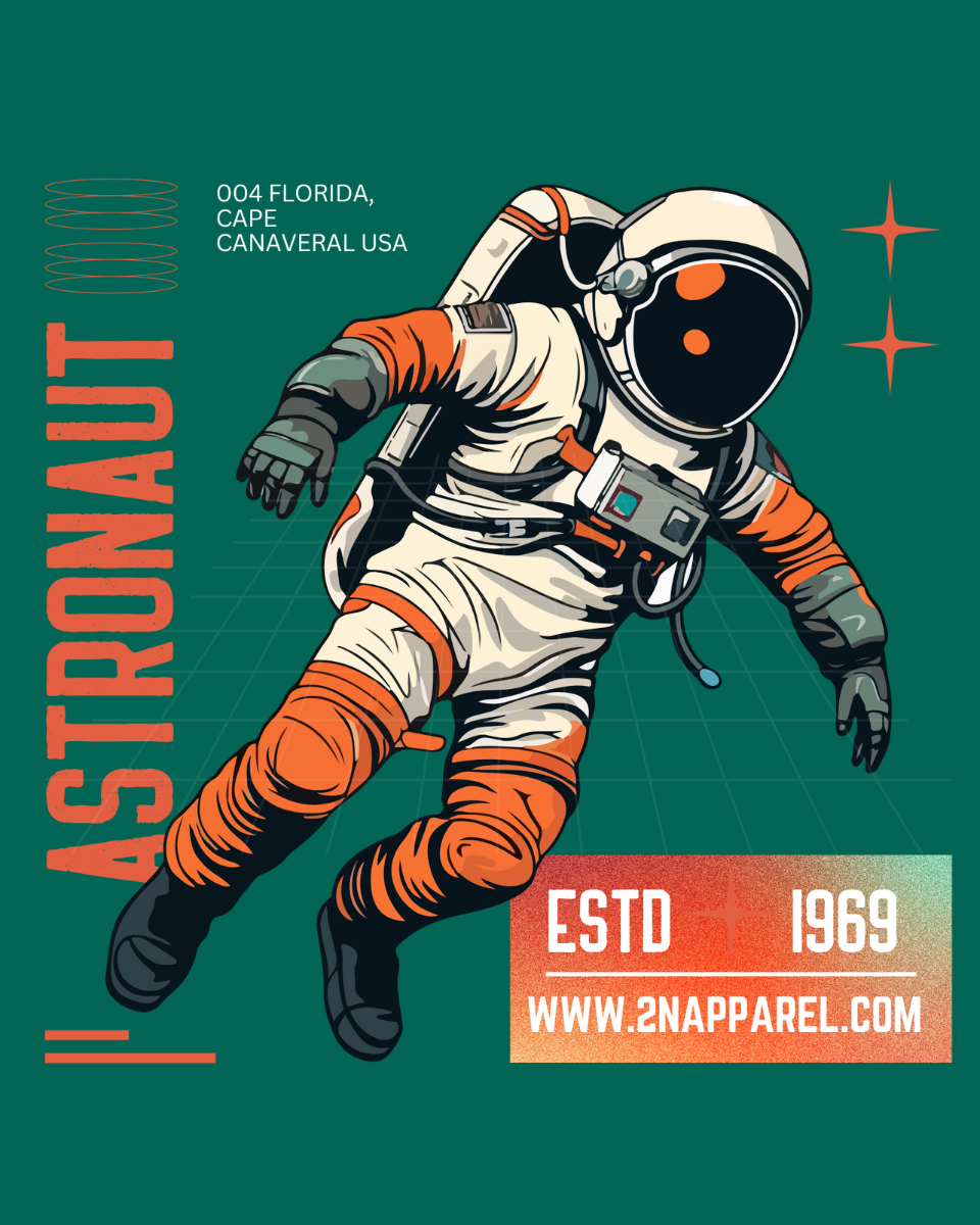 Men's Dark Green Astronaut Graphic Printed T-Shirt
