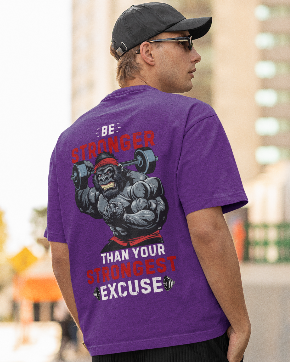 Men's Purple Be Stronger Graphic Oversized T-Shirt
