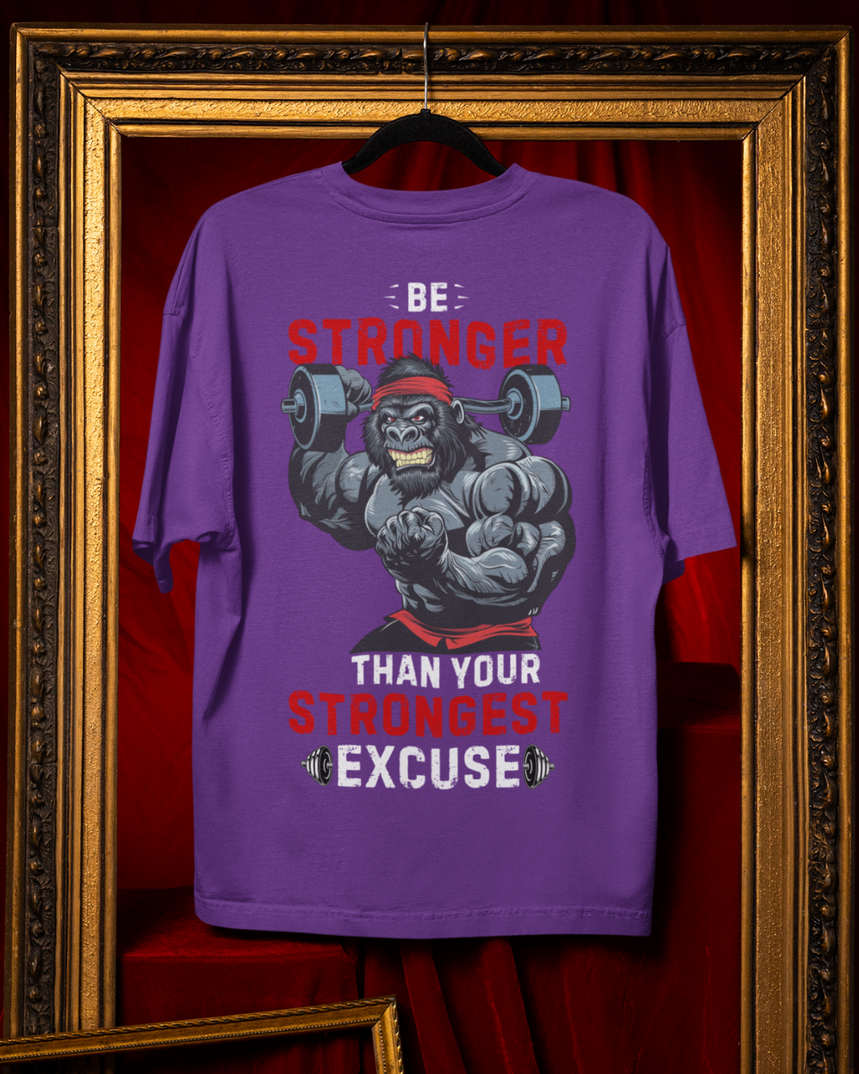 Men's Purple Be Stronger Graphic Oversized T-Shirt