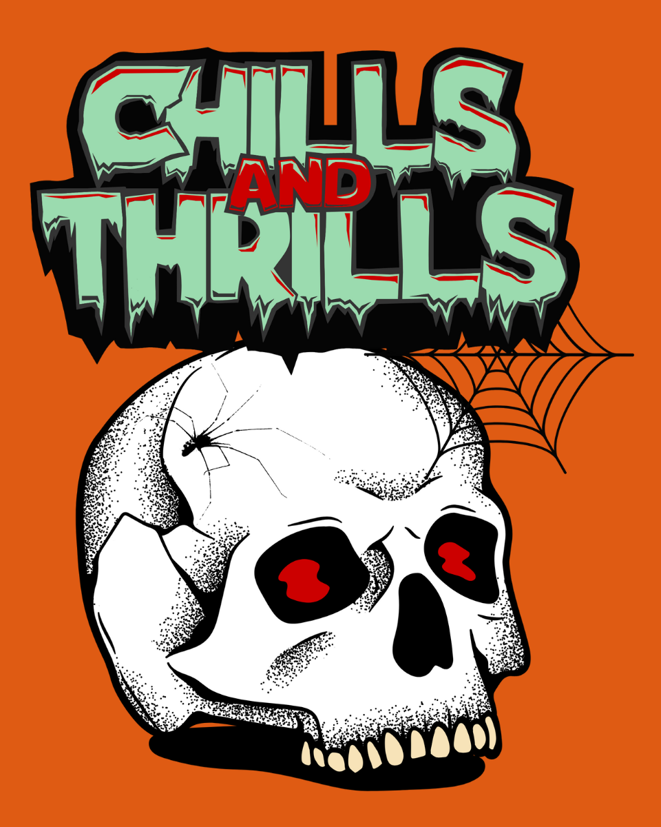 Men's Orange Chills & Thrills Skull Graphic Printed T-Shirt