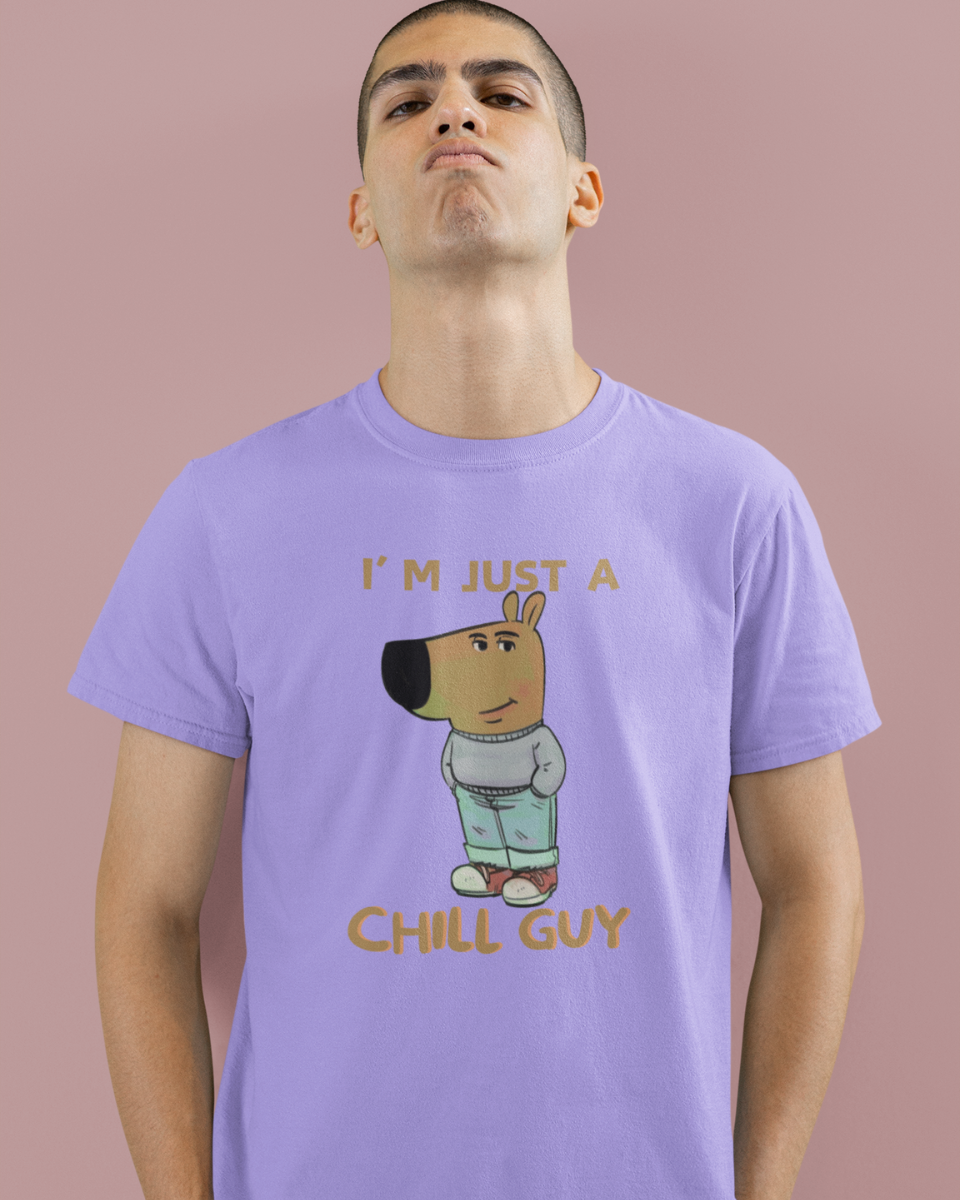 Men's Purple Chill Guy Graphic Printed T-Shirt