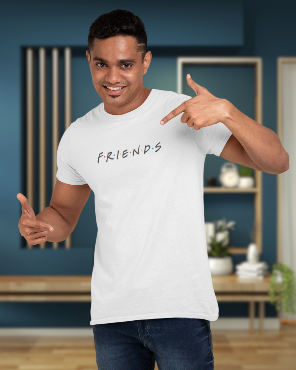 Men's White Friends Graphic Printed T-Shirt