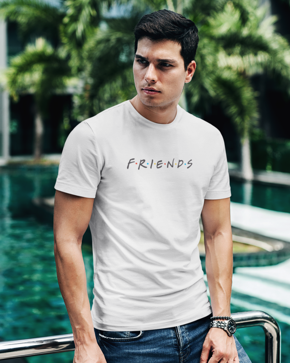 Men's White Friends Graphic Printed T-Shirt