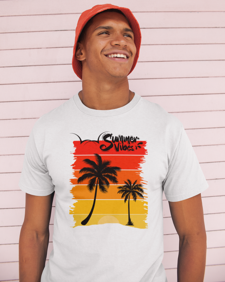 Men's White Summer Vibes Graphic Printed T-Shirt, SUMMER COLLECTION TSHIRT, 2N APPAREL