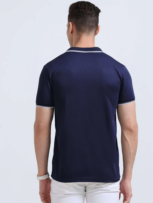 Men's Navy Blue Drifit Dotcell Polo T-Shirt