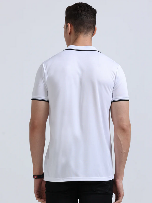 Men's White Drifit Dotcell Polo T-Shirt