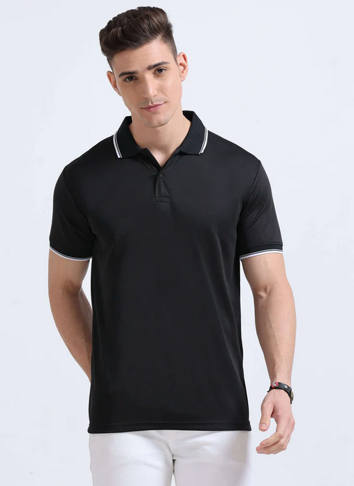 Men's Black Drifit Dotcell Polo T-Shirt