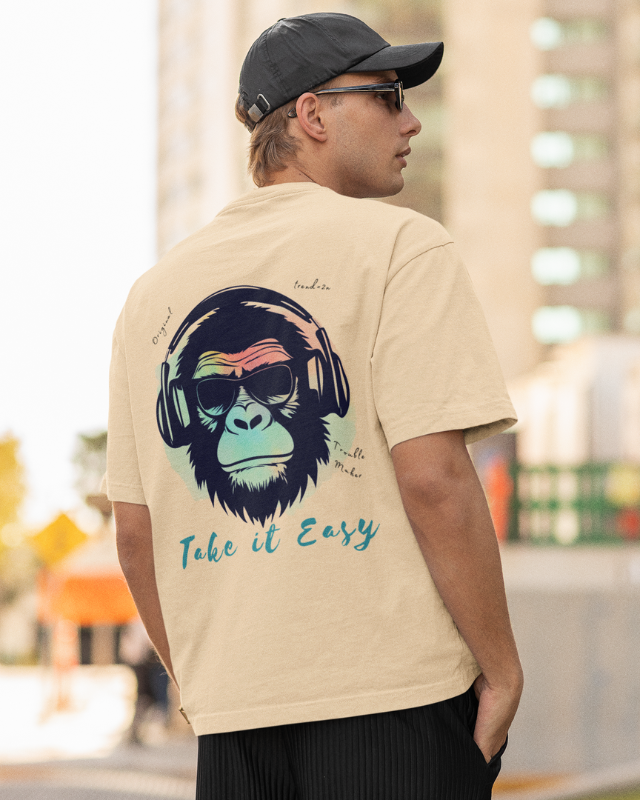 Men's Gorilla Take It Easy Graphic Oversized T-Shirt