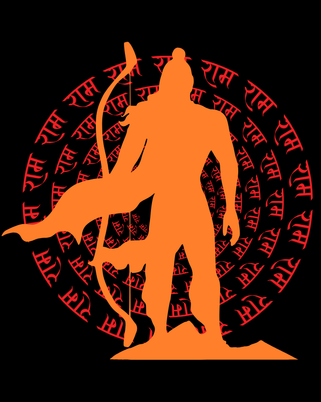 Ramnavami Black T-Shirt With Lord Ram Graphic