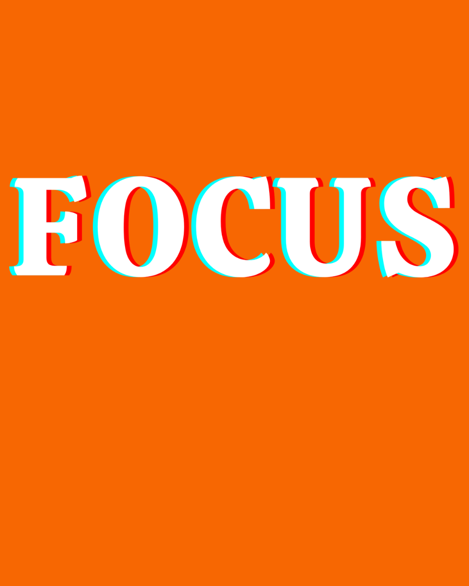 Men's Orange FOCUS Graphic Printed T-Shirt