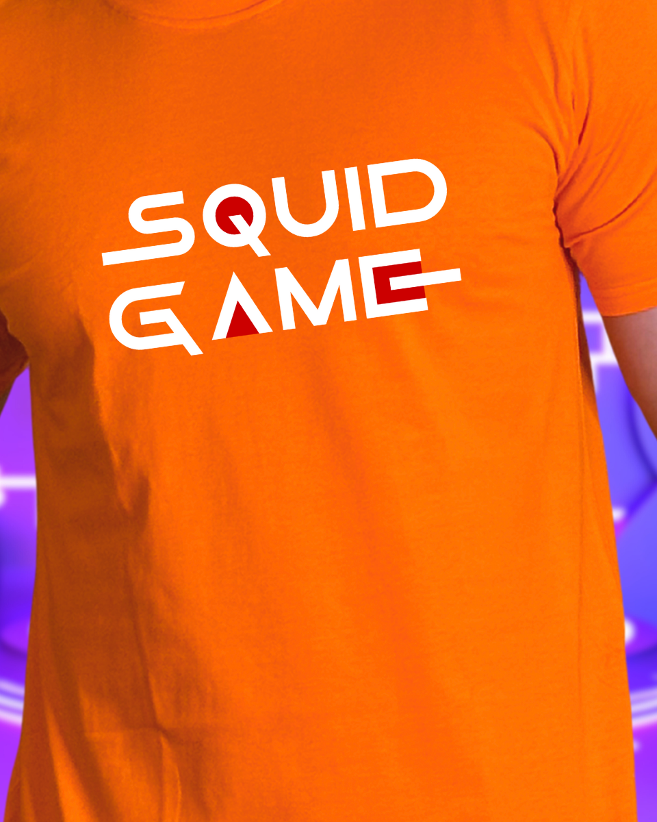 Men's Orange Squid Game Graphic Printed T-Shirt