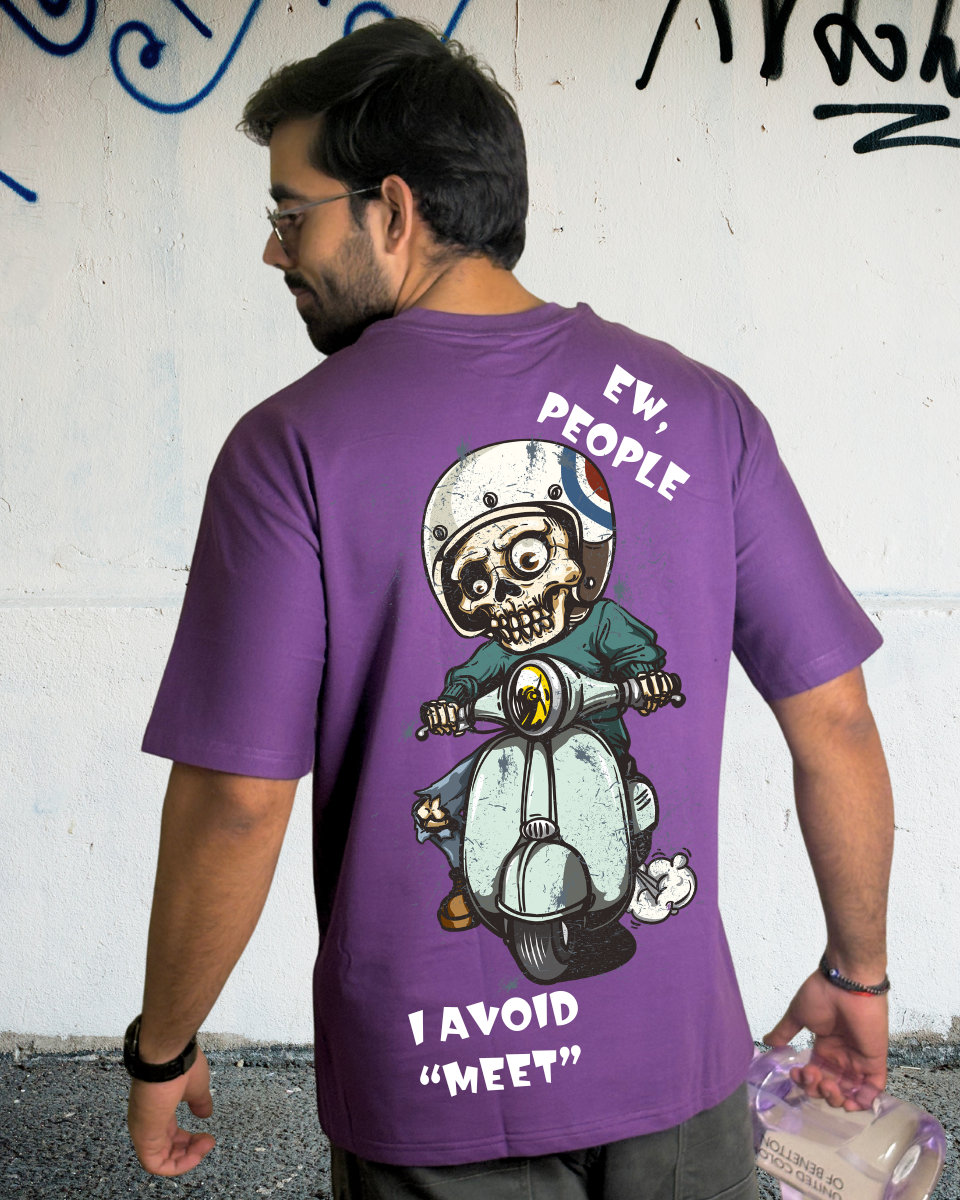 Men's Purple Social Vegan Graphic Oversized T-Shirt