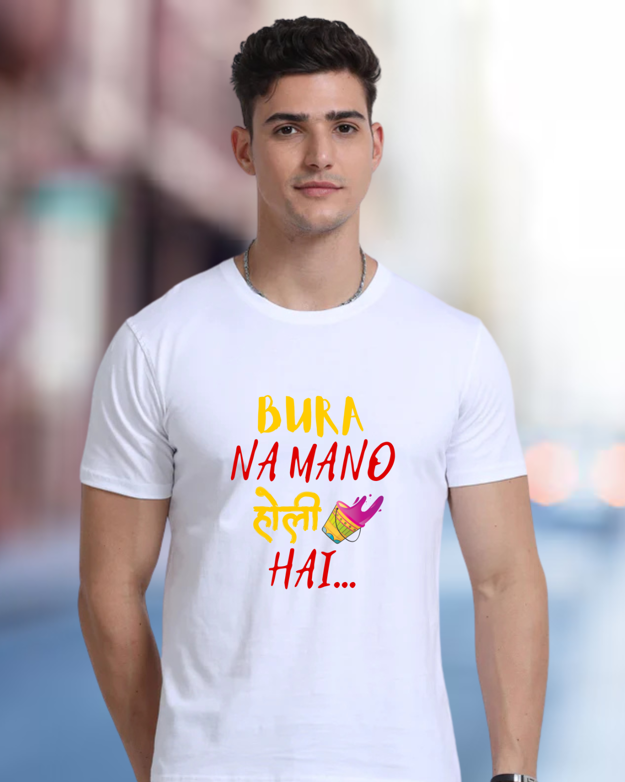 HOLI Bura Na Mano Holi Hai Graphic Printed White T-Shirt
