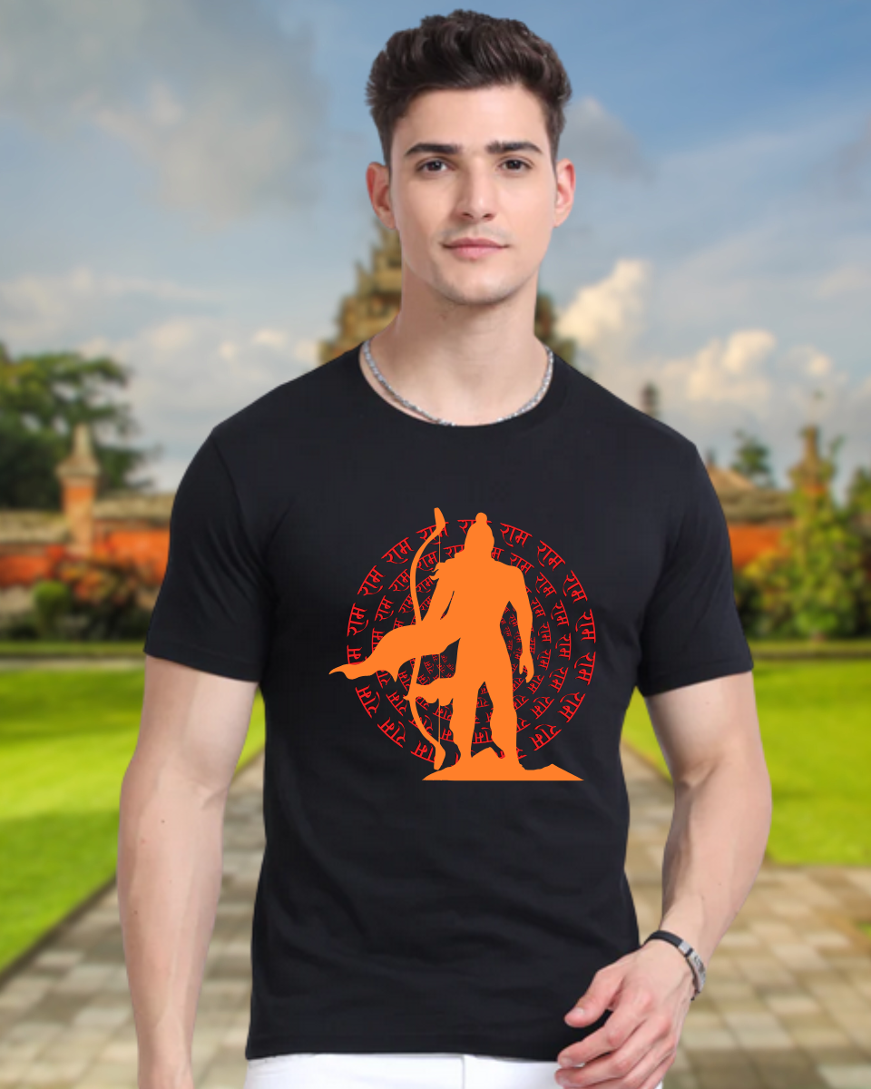 Ramnavami Black T-Shirt With Lord Ram Graphic