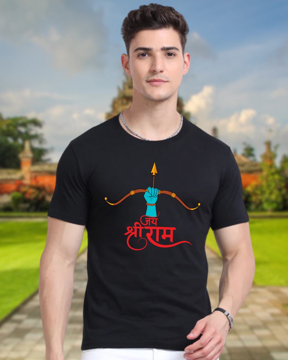 Ramnavami Black T-Shirt With Jai Shree Ram Graphic