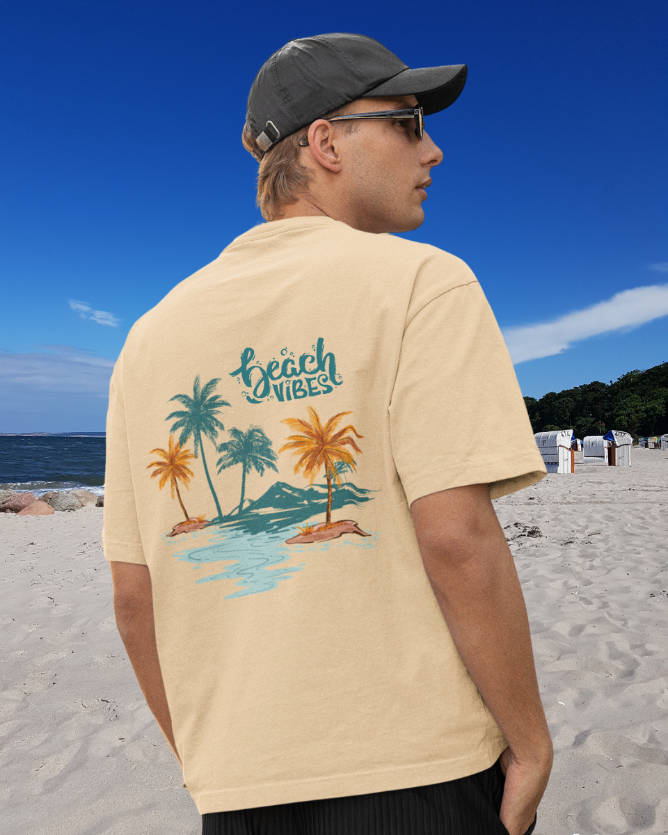Men's Peach Beach Vibes Oversized T-Shirt