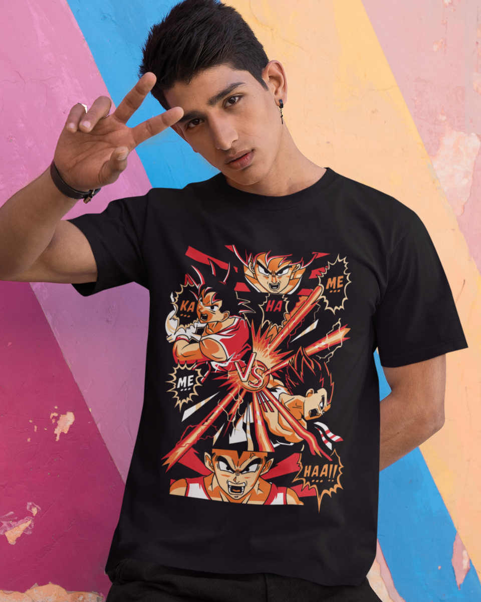 Men's Black Dragon Ball Graphic Printed T-Shirt