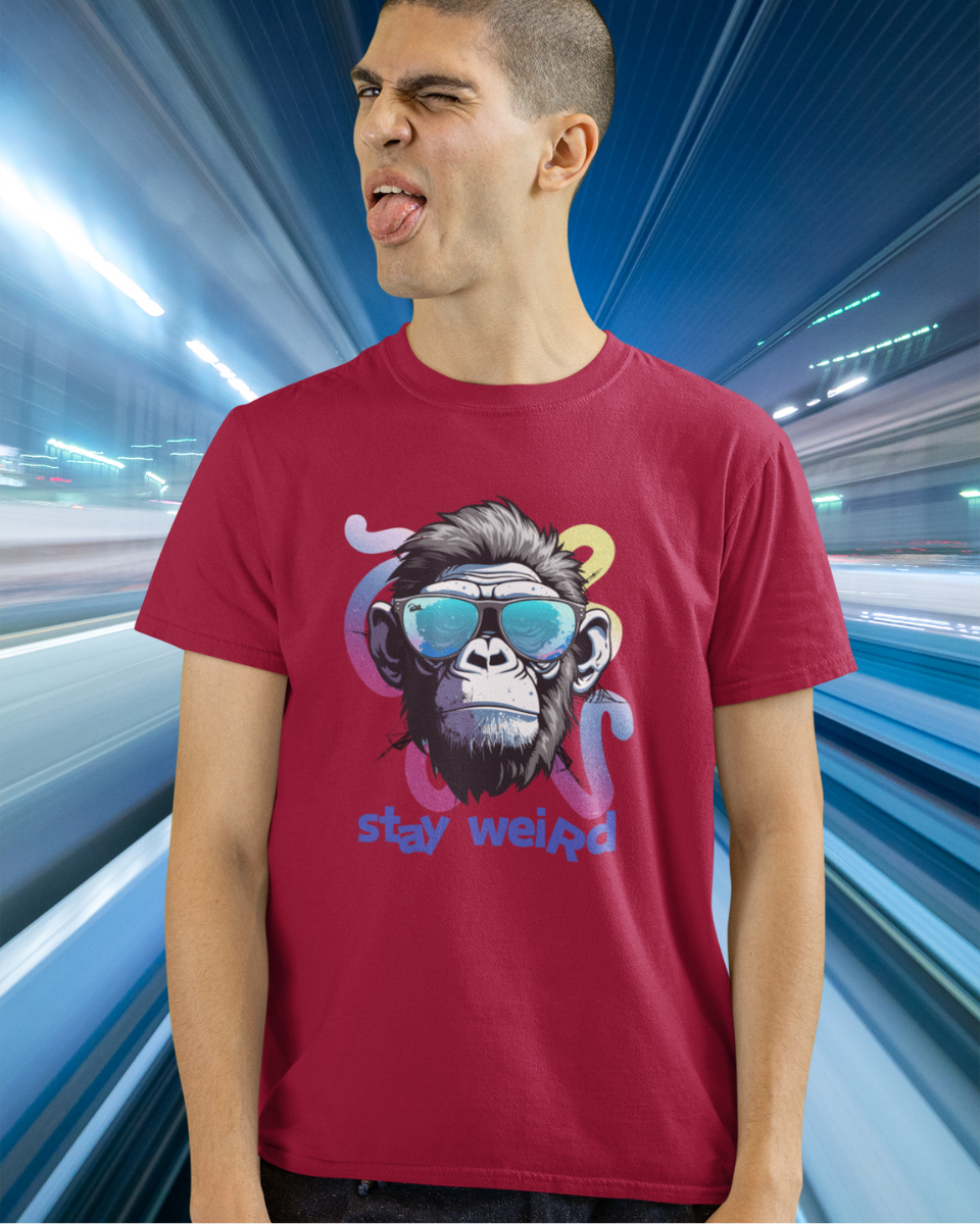 Men's Maroon Stay Weird Silently Graphic Printed T-Shirt