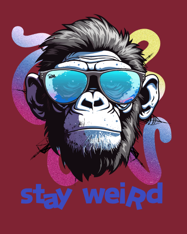 Men's Maroon Stay Weird Silently Graphic Printed T-Shirt