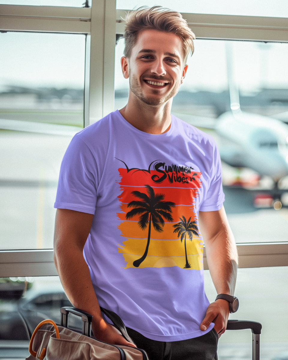 Men's Purple Summer Vibes Graphic Printed T-Shirt