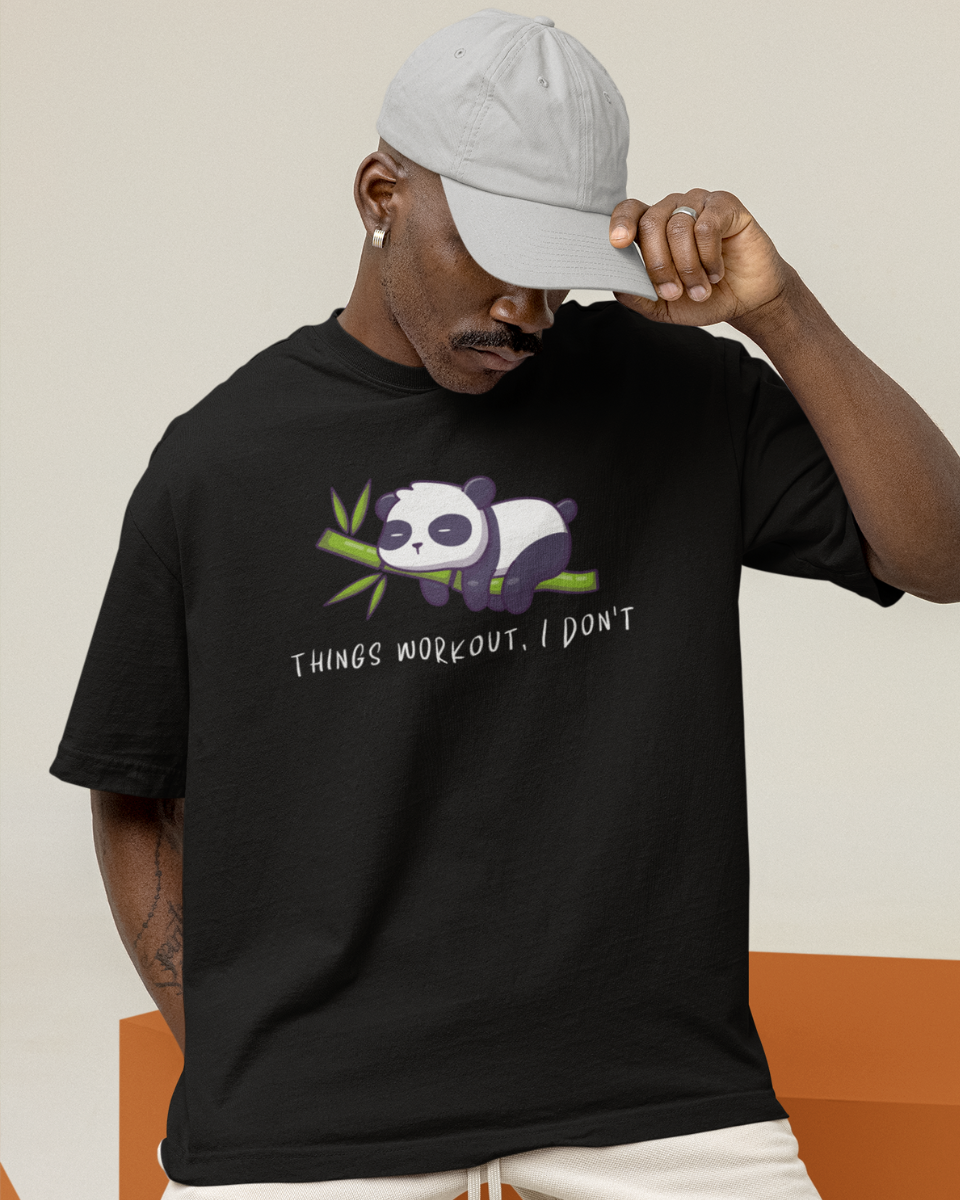 Men's Black Things Workout I Don't Graphic Oversized T-Shirt