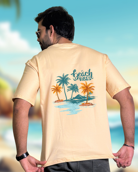 Men's Peach Beach Vibes Oversized T-Shirt