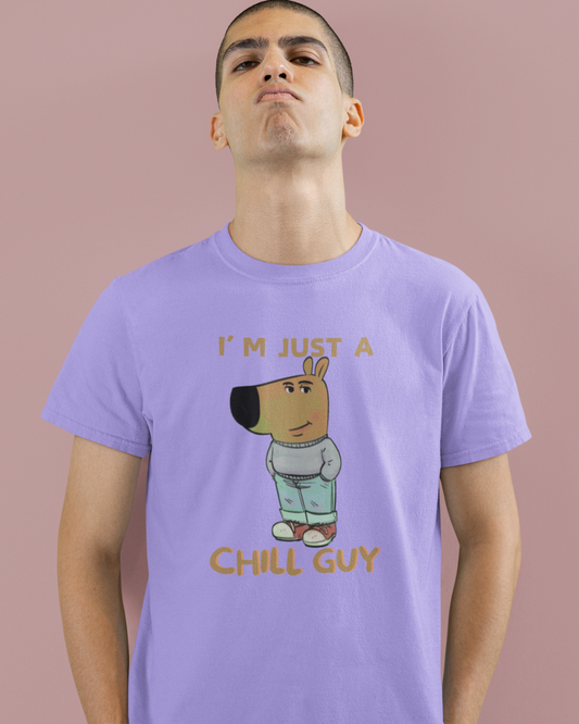 Men's Purple Chill Guy Graphic Printed T-Shirt
