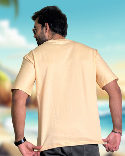 Men's Peach Compass Graphic Oversized T-Shirt, REGULAR TSHIRT