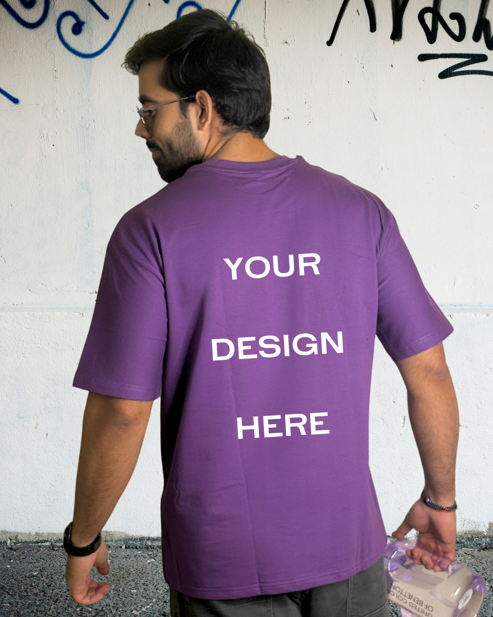 Men's Plum Purple Oversized T-Shirt - Custom Design
