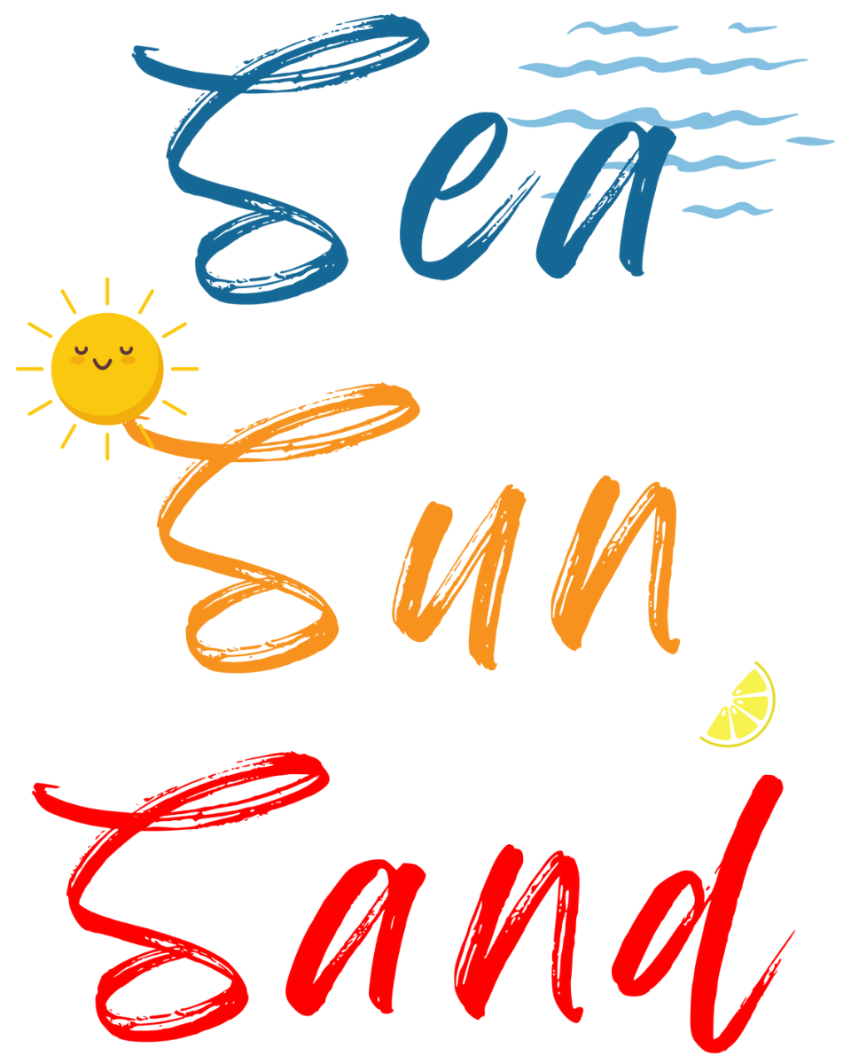 Men's White Sea Sun Sand Graphic Printed T-Shirt, REGULAR FIT