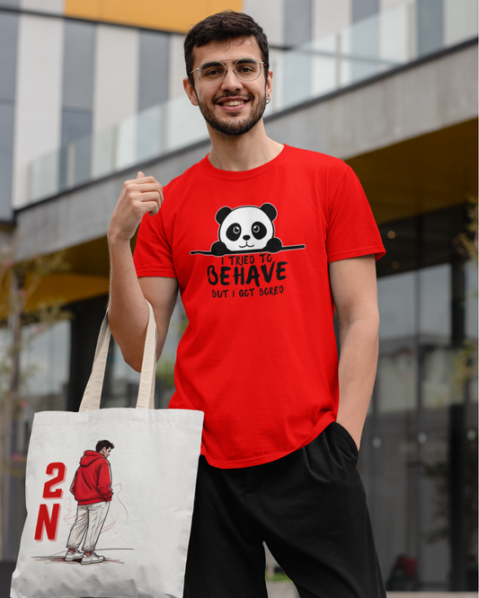Men's Red Panda Behave Graphic Printed T-Shirt