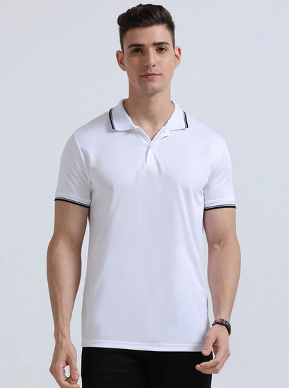 Men's White Drifit Dotcell Polo T-Shirt