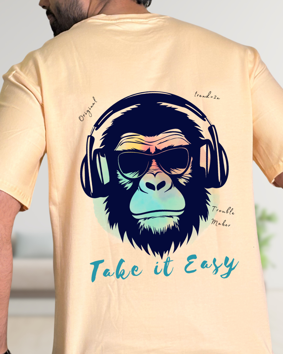 Men's Gorilla Take It Easy Graphic Oversized T-Shirt