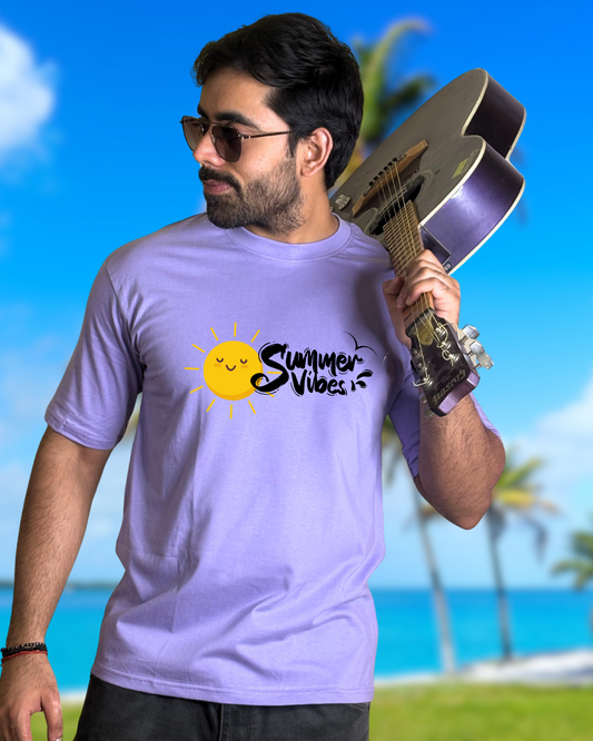 Men's Purple Summer Vibes Graphic Oversized T-Shirt