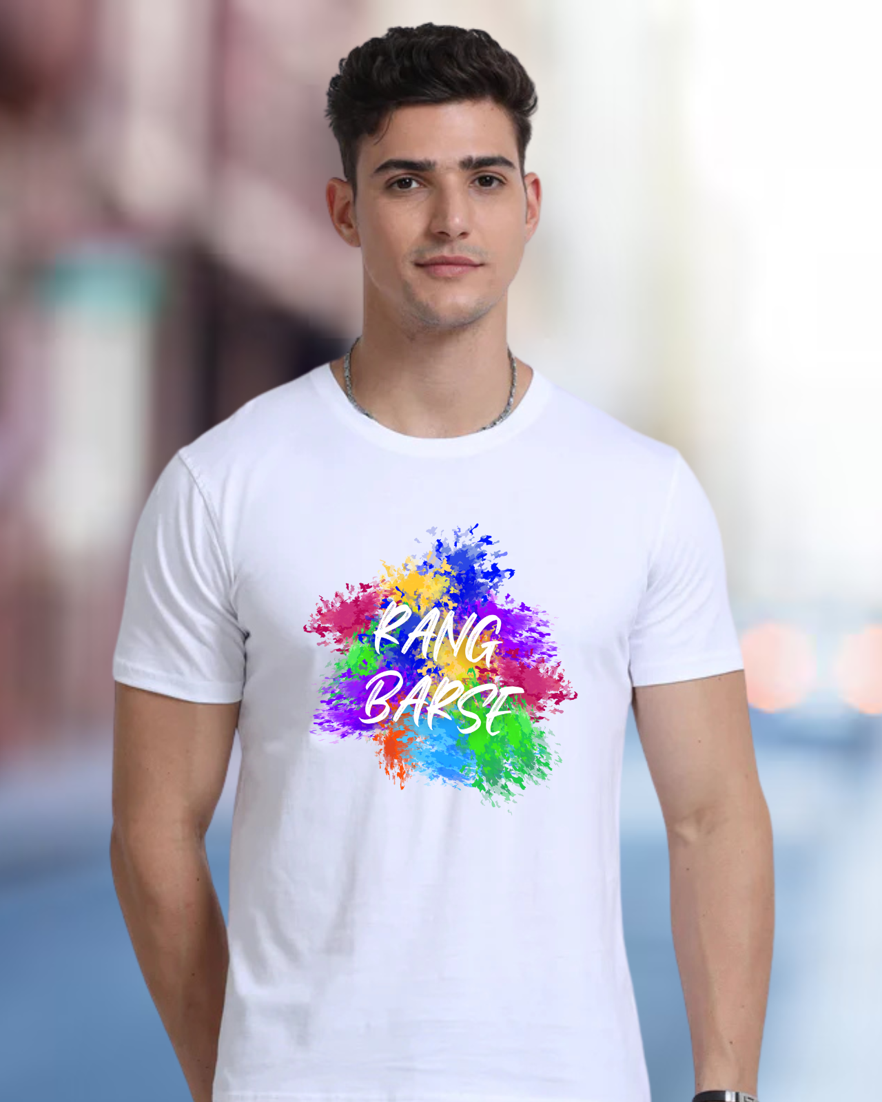 HOLI Rang Barse Graphic Printed White T-Shirt