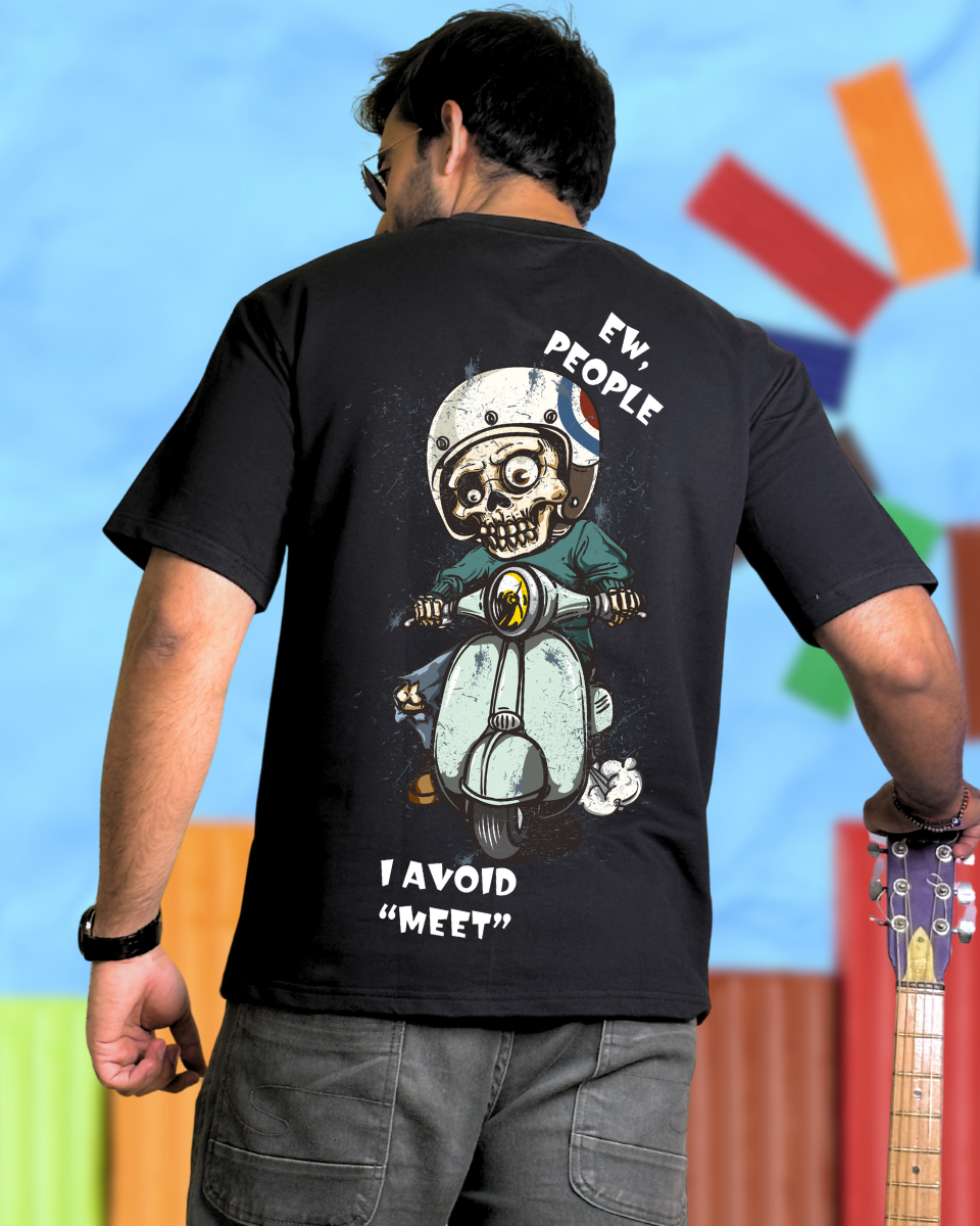 Men's Black Social Vegan Graphic Oversized T-Shirt