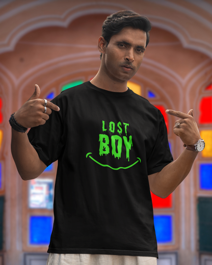 Men's Black Lost Boy Graphic Oversized T-Shirt