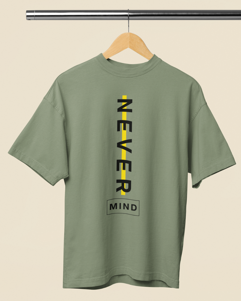Men's Cement Grey Never Mind Graphic Oversized T-Shirt
