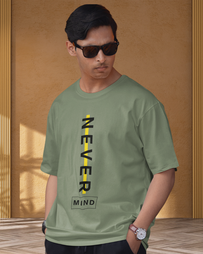 Men's Cement Grey Never Mind Graphic Oversized T-Shirt