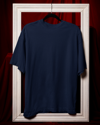 Men's Dark Blue Be Stronger Graphic Oversized T-Shirt