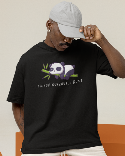 Men's Black Things Workout I Don't Graphic Oversized T-Shirt