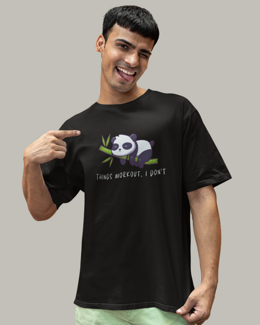 Men's Black Things Workout I Don't Graphic Oversized T-Shirt